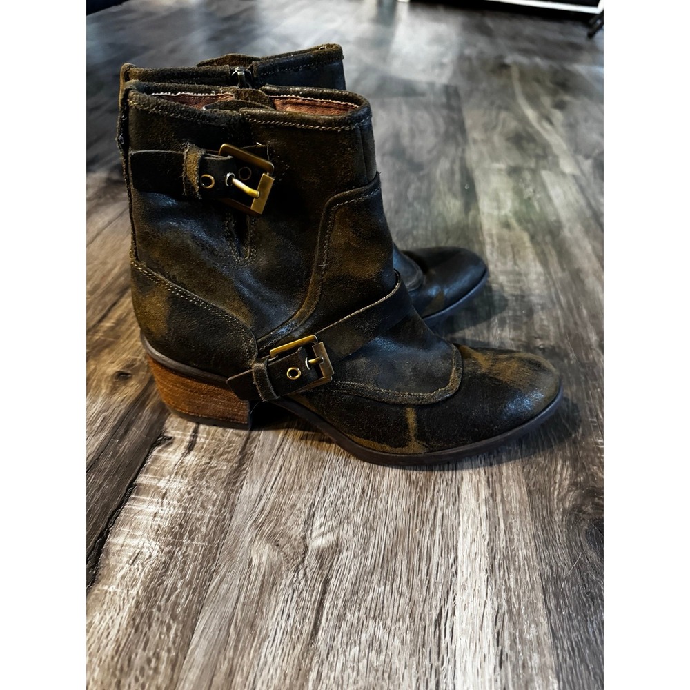 Donald J Pliner Delta Espresso Brown Leather Ankle Biker Boots  9